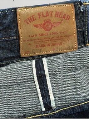 The Flat Head FN-D110 36x34 Japanese Selvedge Zimbabwe Cotton Jeans Dark Indigo
